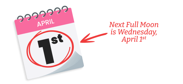 Calendar showing April 1st circled, with text noting the Full Moon