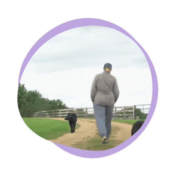 Dana and Bitey going for a walk