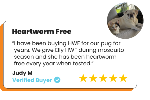 heartworm free testimonial box with dog and cat image