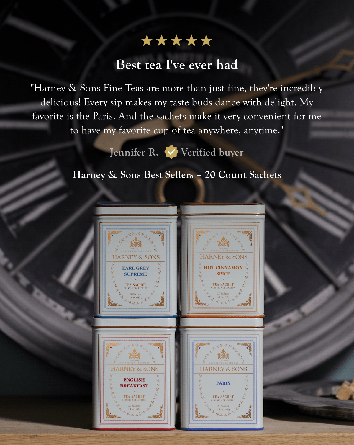 Harney & Sons Best Sellers – 20 Count Sachets   |  "Best tea I've ever had"  5-star review from Jennifer R.