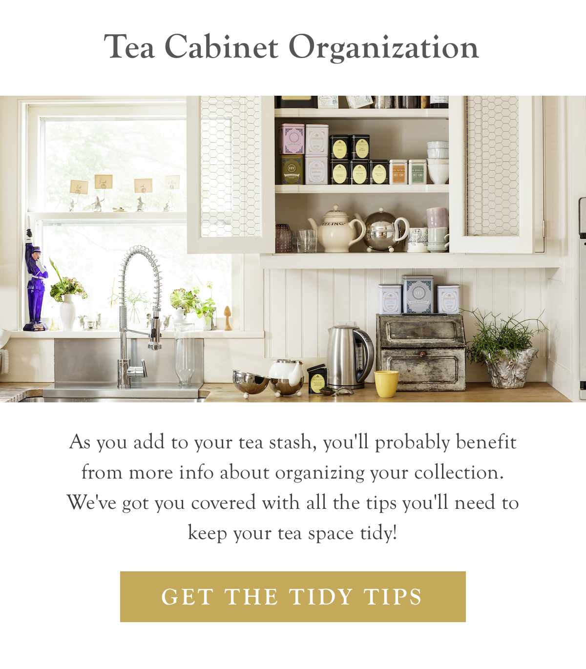Tea Cabinet Organizaiton  |  Read the Article >