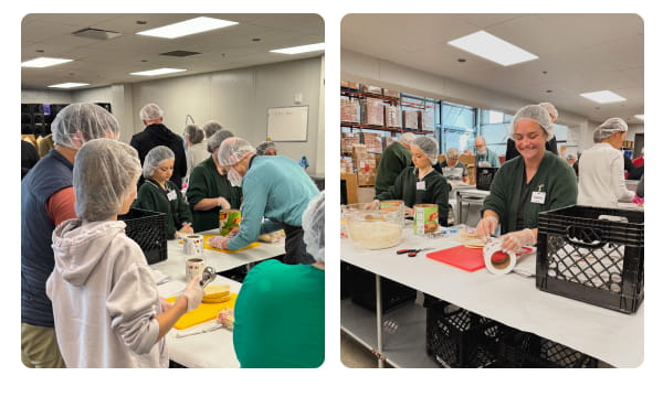 The GFB team making meals for Kids Food Basket