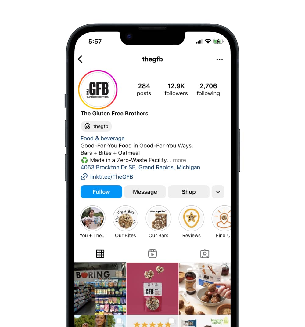 The GFB Instagram page