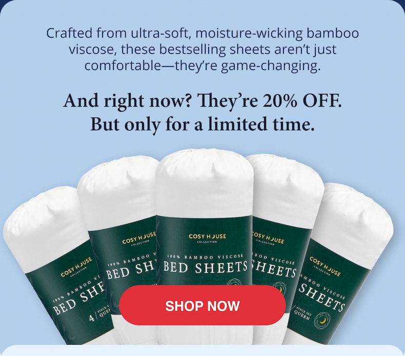 100% Bamboo bed sheets 20% OFF