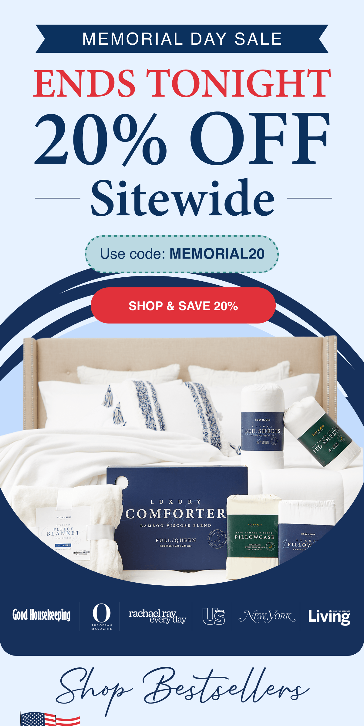 ENDS TONIGHT: 20% OFF sitewide with code MEMORIAL20