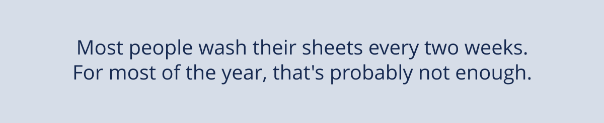 Most people wash their sheets every two weeks. For most of the year, that's probably not enough.