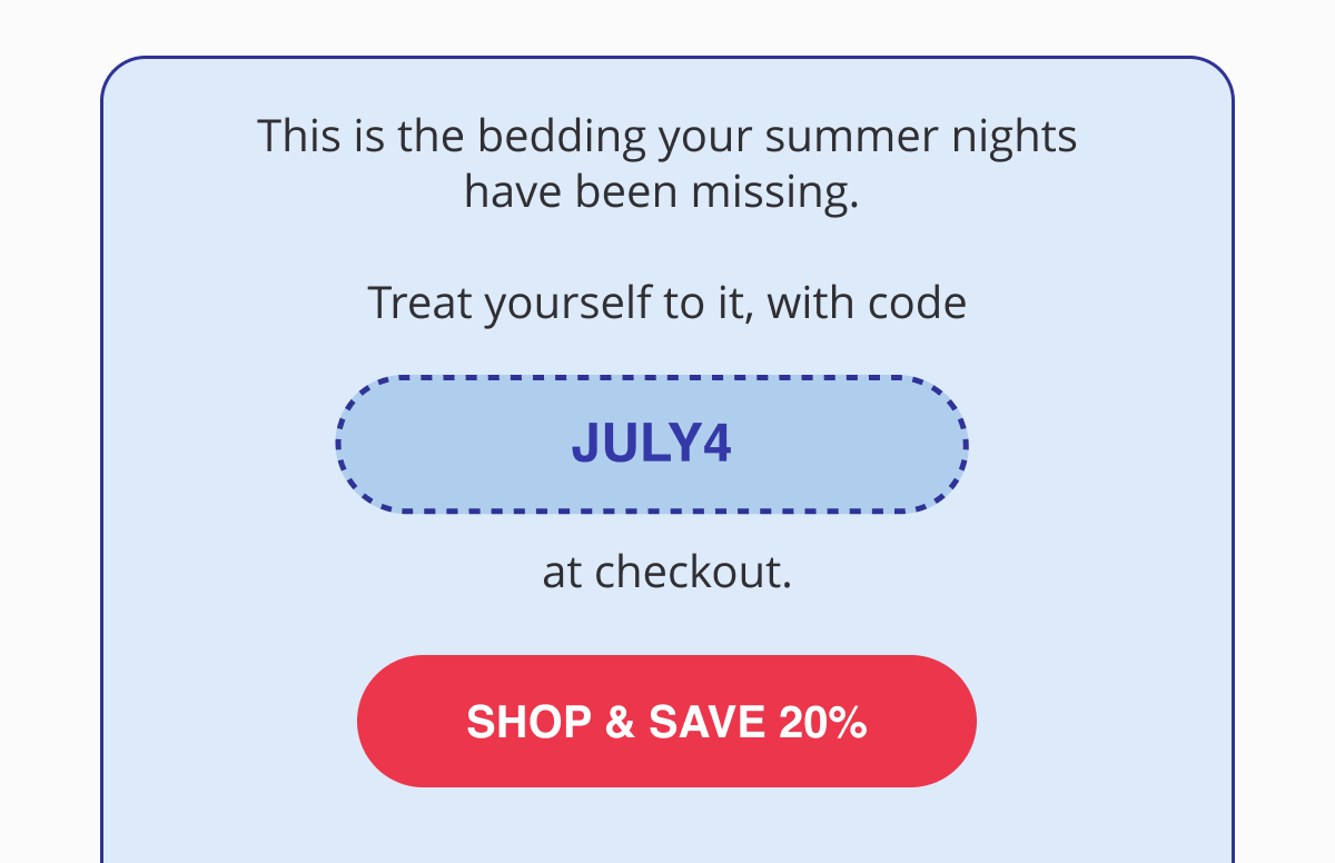 Treat yourself to it, with code JULY4 at checkout.