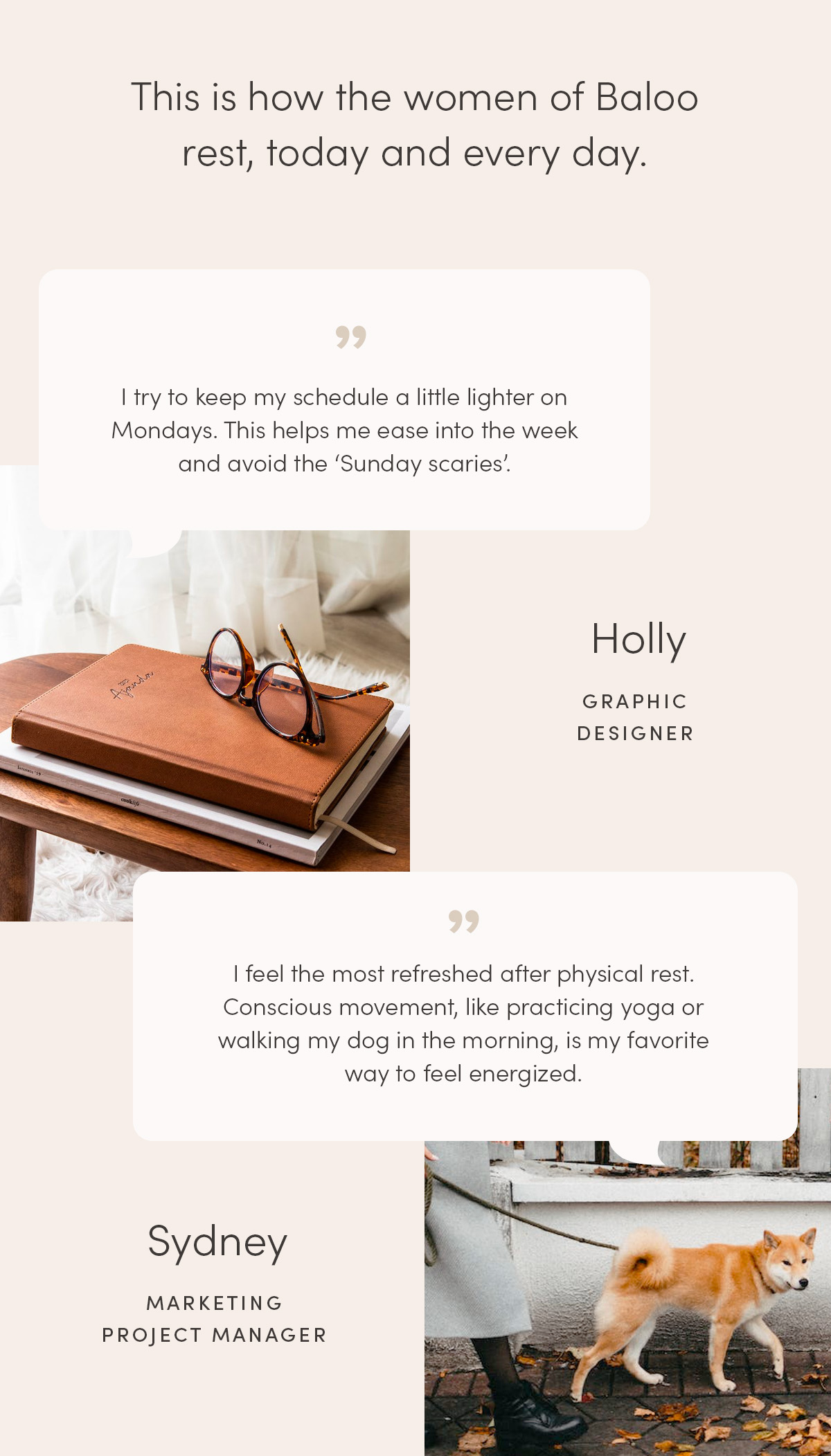 The women of Baloo, on rest. Baloo Living