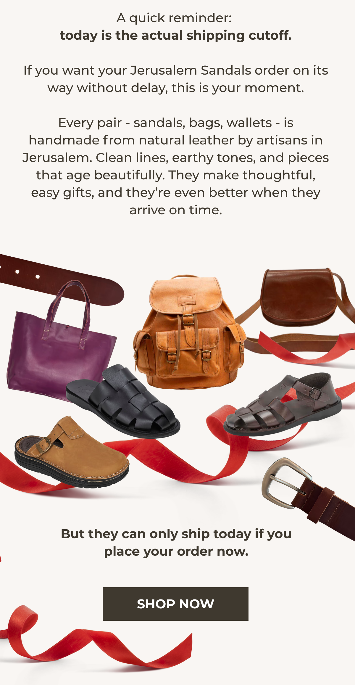 A quick reminder: today is the actual shipping cutoff.