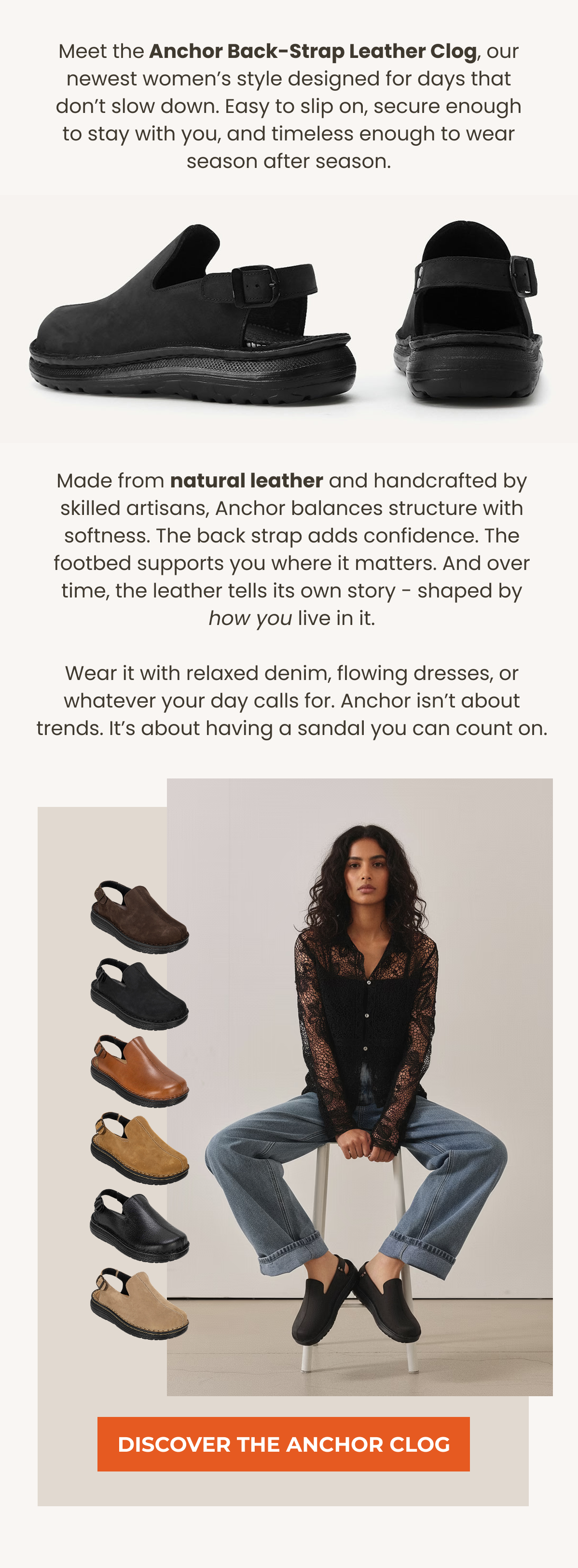 Meet the Anchor Back-Strap Leather Clog