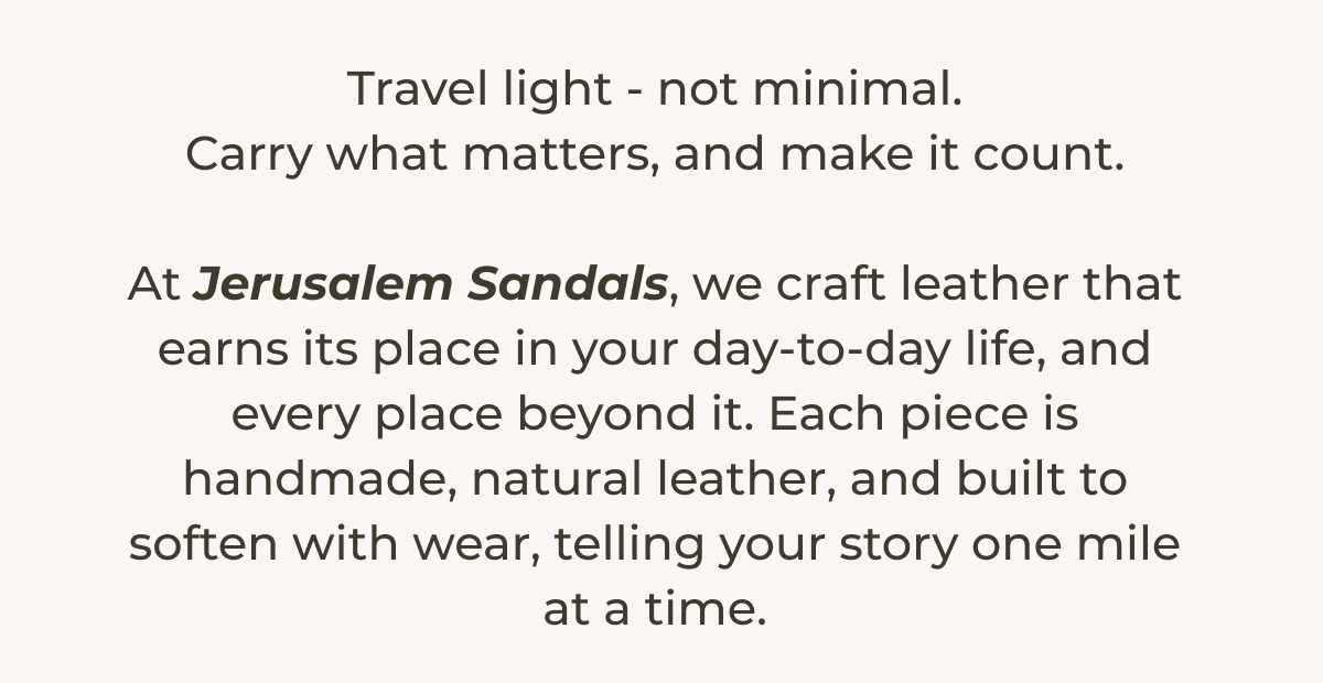 Travel light - not minimal.