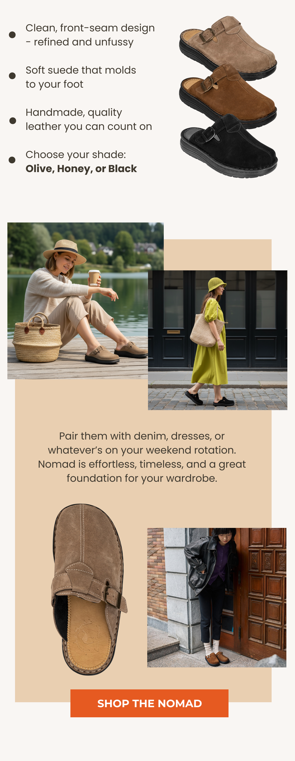 Choose your shade: Olive, Honey, or Black