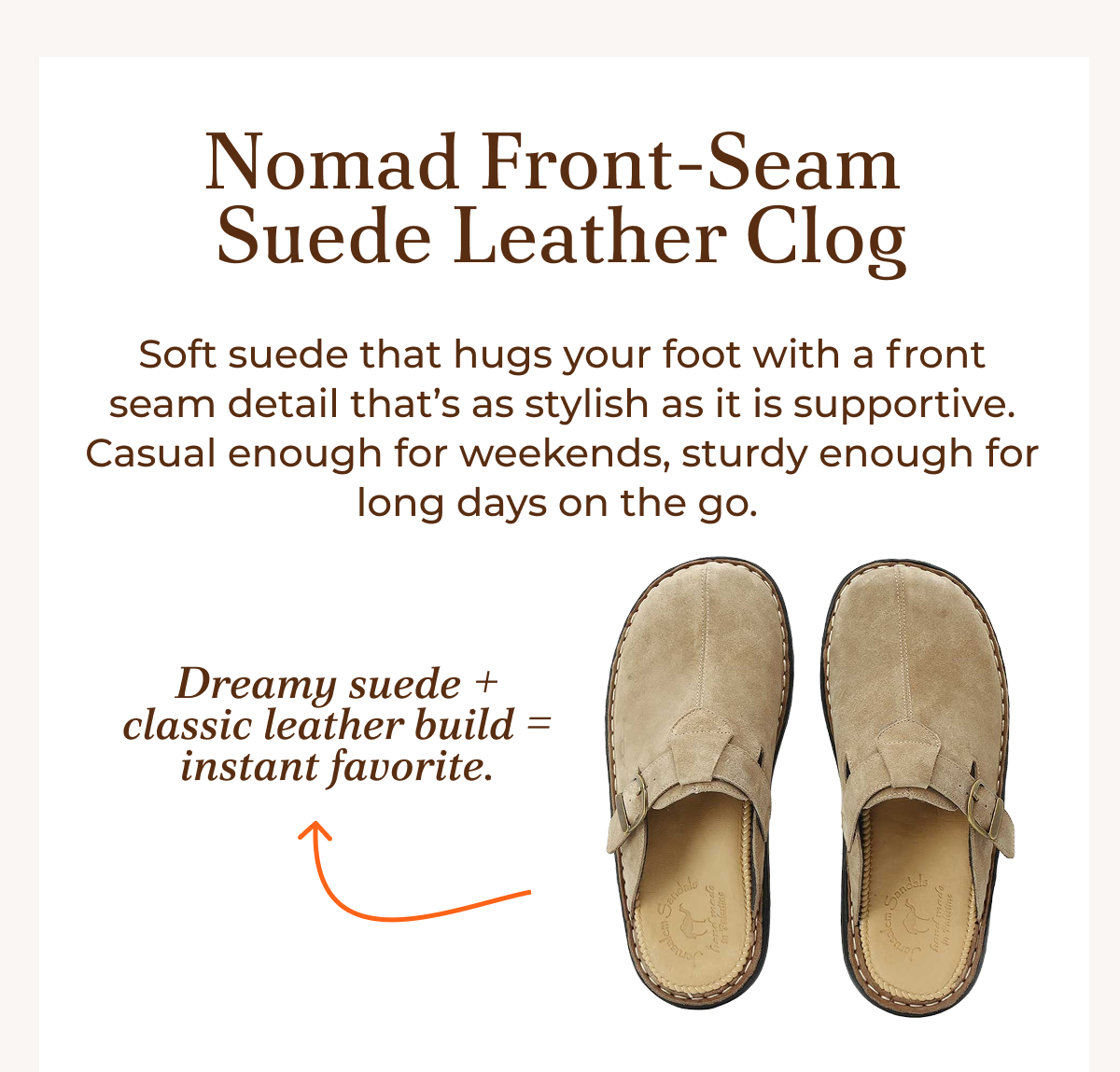 Nomad Front-Seam Suede Leather Clog
