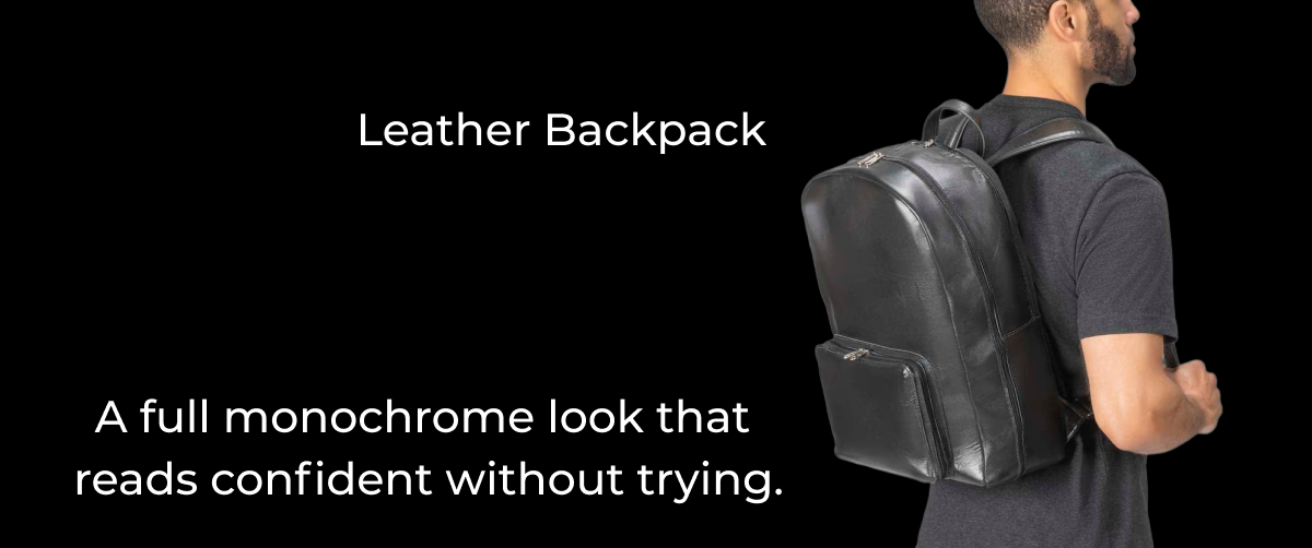 BLACK - LEATHER BACKPACK