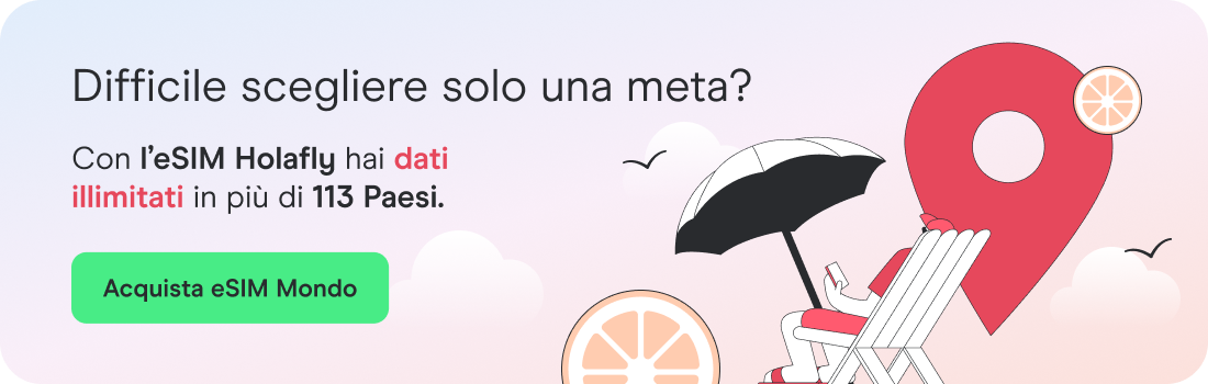 Con l'eSIM Holafly hai dati illimitati in più di 113 Paesi.