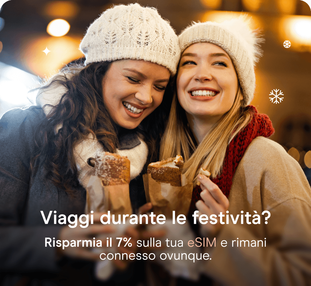 Risparmia il 7% sulla tua eSIM e rimani connesso ovunque.