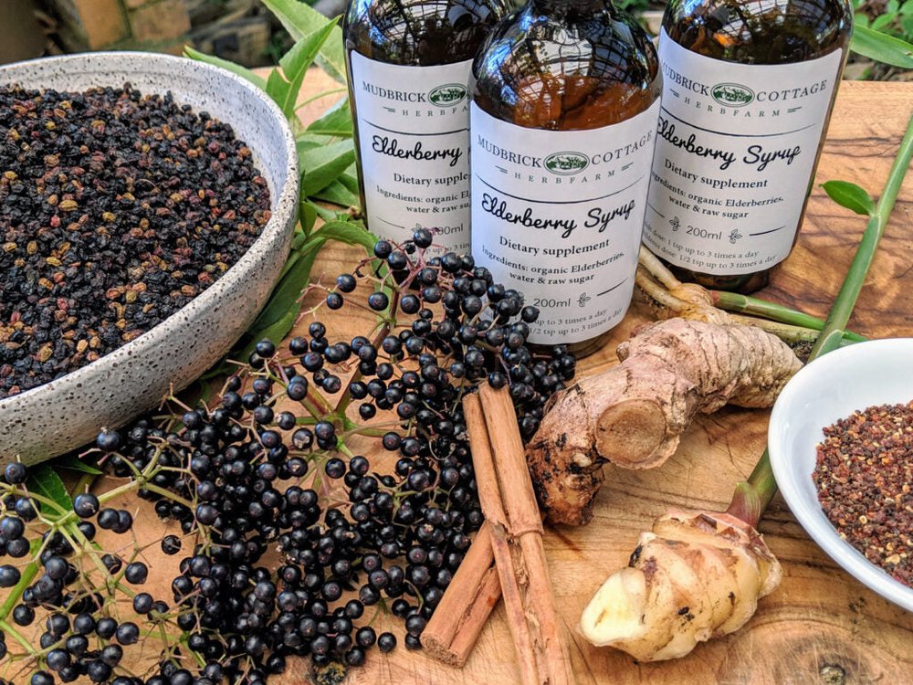 Homemade elderberry syrup ingredients