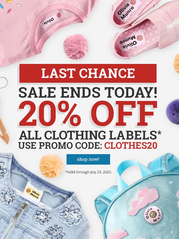 Save 20% on all clothing label products
