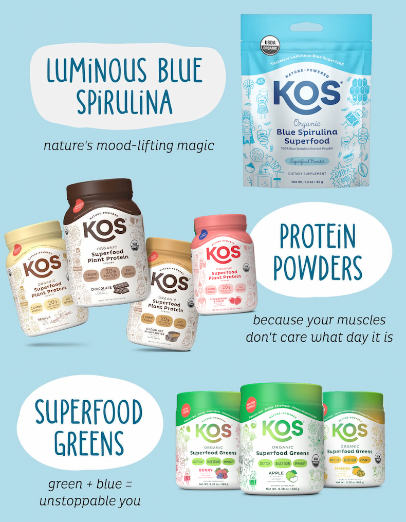 Luminous Blue Spirulina (nature's mood-lifting magic) Protein Powders (because your muscles don't care what day it is) Superfood Greens (green + blue = unstoppable you)