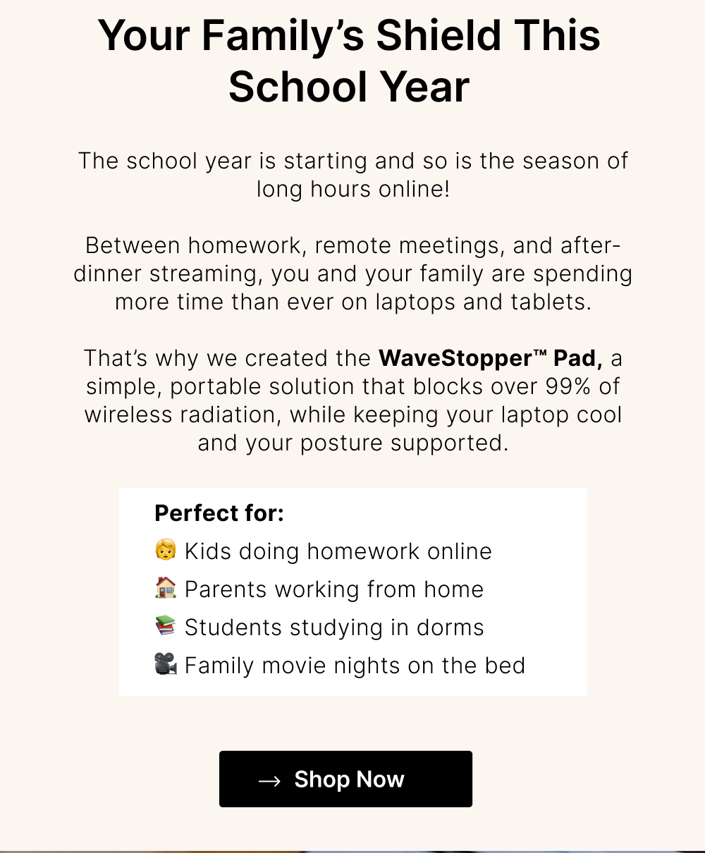 This pad has serious EMF protection built in. It blocks out 99.9% of the EMF radiation from your laptop, including signals from WiFi, Bluetooth, and your phone's network. You get peace of mind without changing how you use your tech.