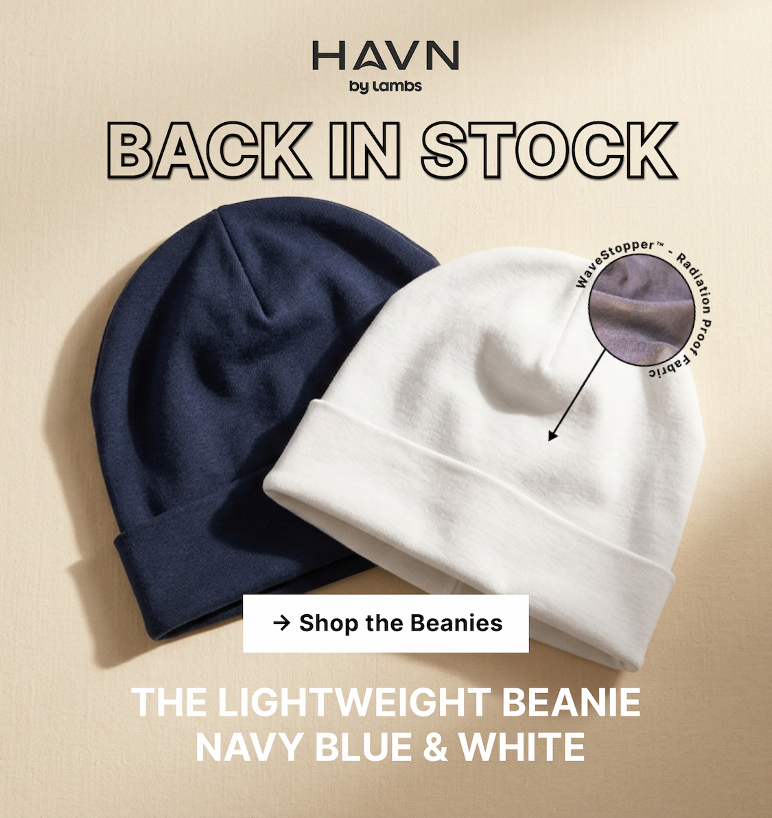 The Lightweight Beanie — Navy Blue & White