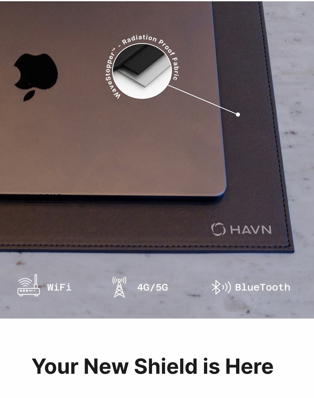 We designed the WaveStopper™ Laptop Pad to block 99.7% of harmful radiation from reaching your groin + HEAT SHIELD.