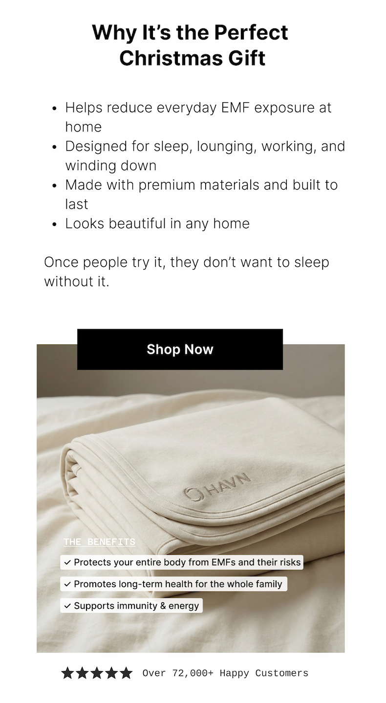 The HAVN EMF-Proof Blanket is one of those rare gifts that feels thoughtful, practical, and premium — without requiring guesswork.