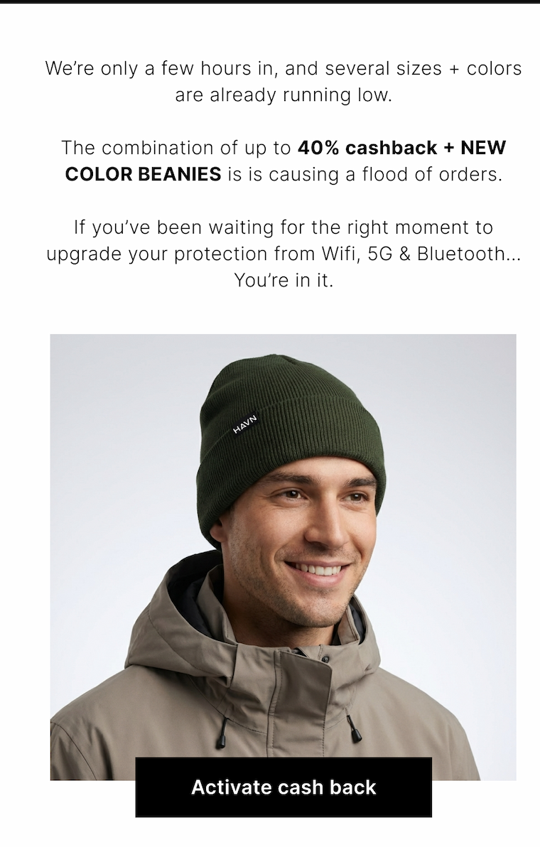 The combination of up to 40% cashback + NEW COLOR BEANIES is is causing a flood of orders.