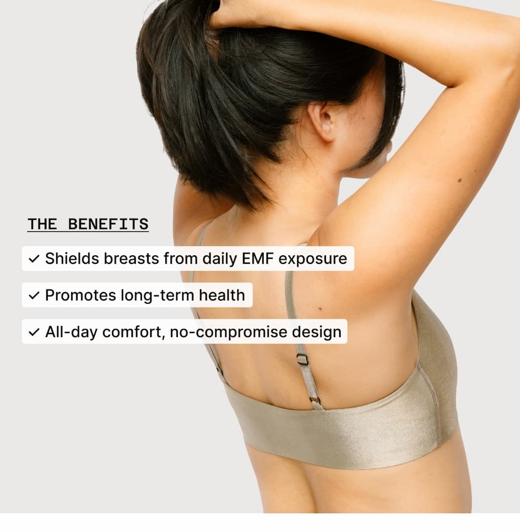 Studies show EMF radiation penetrates sensitive breast tissue, and long-term exposure has been linked to cellular stress, inflammation, and serious health risks.