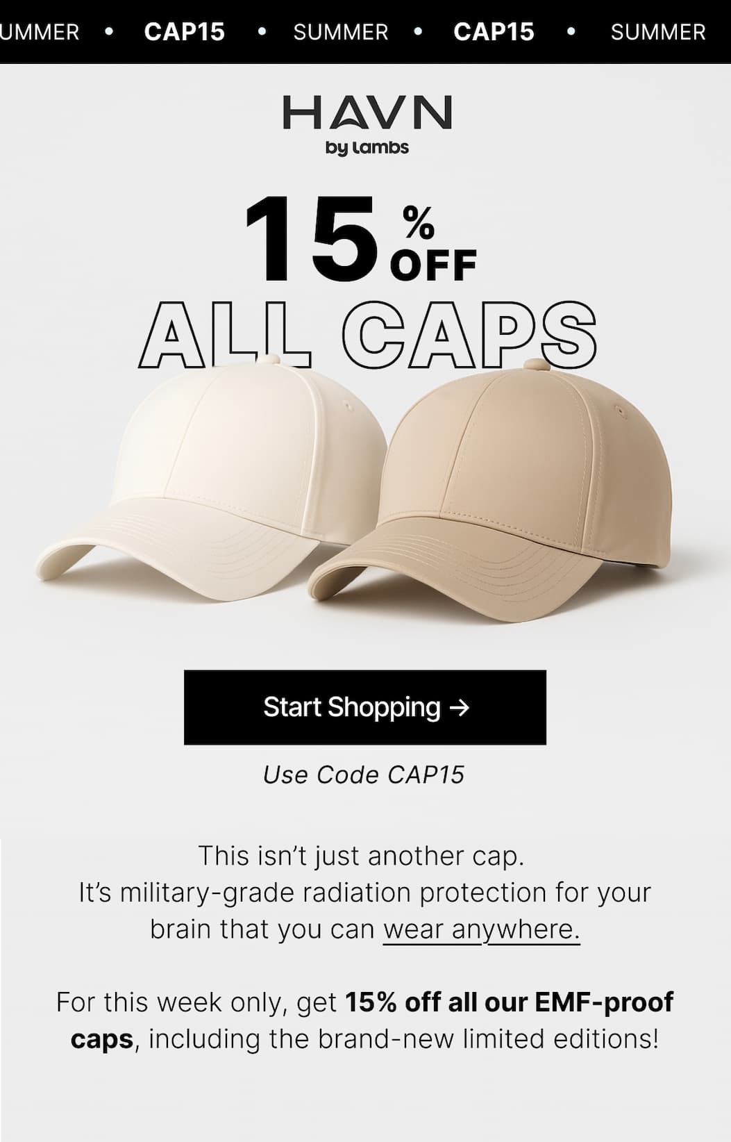 It's military-grade radiation protection for your brain that you can wear anywhere.