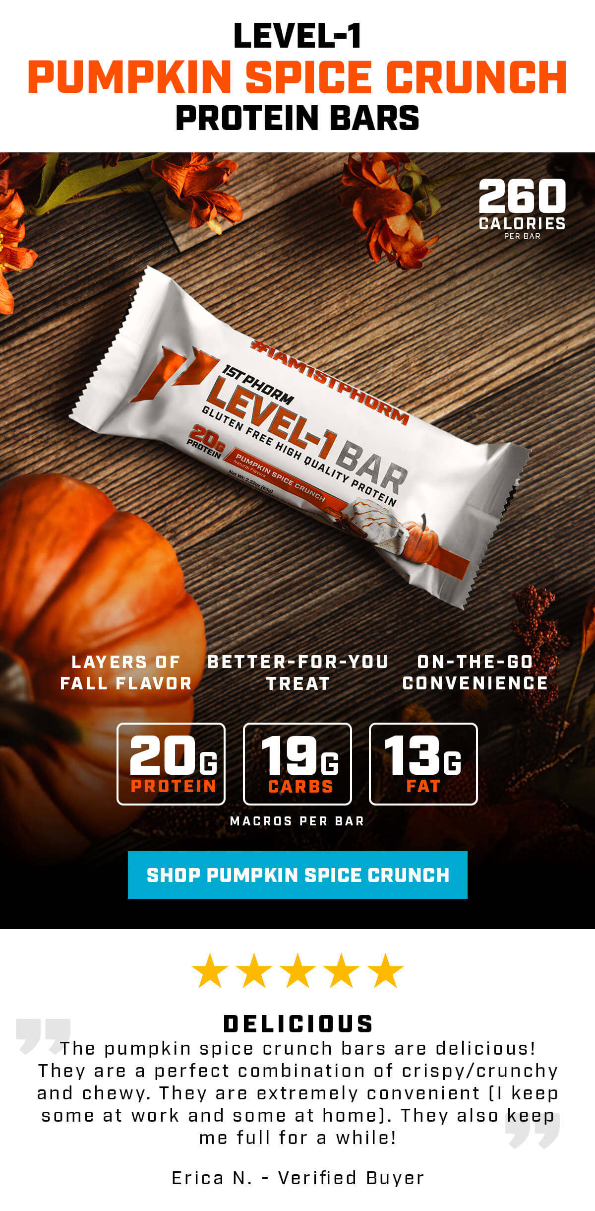 Pumpkin Spice Crunch Level-1 Bars