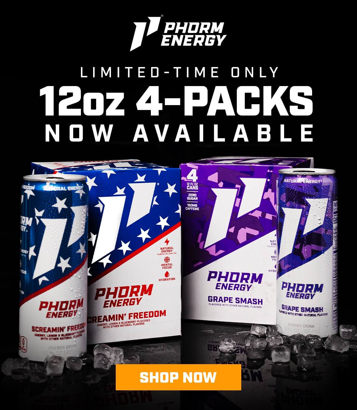 12oz 4-Packs - Phorm Energy - Now Available