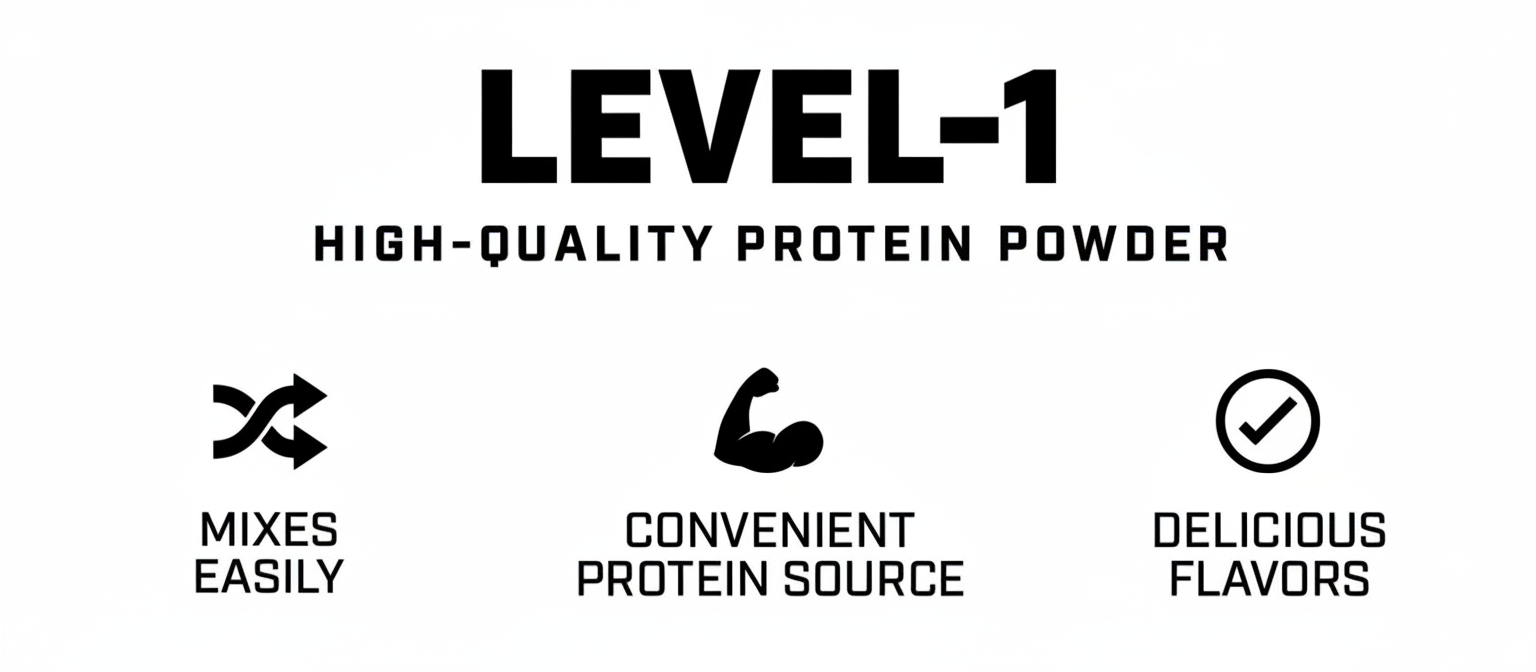 Level-1 - High-Quality Protein Powder - Mixes Easily - Convenient Protein Source - Delicious Flavors