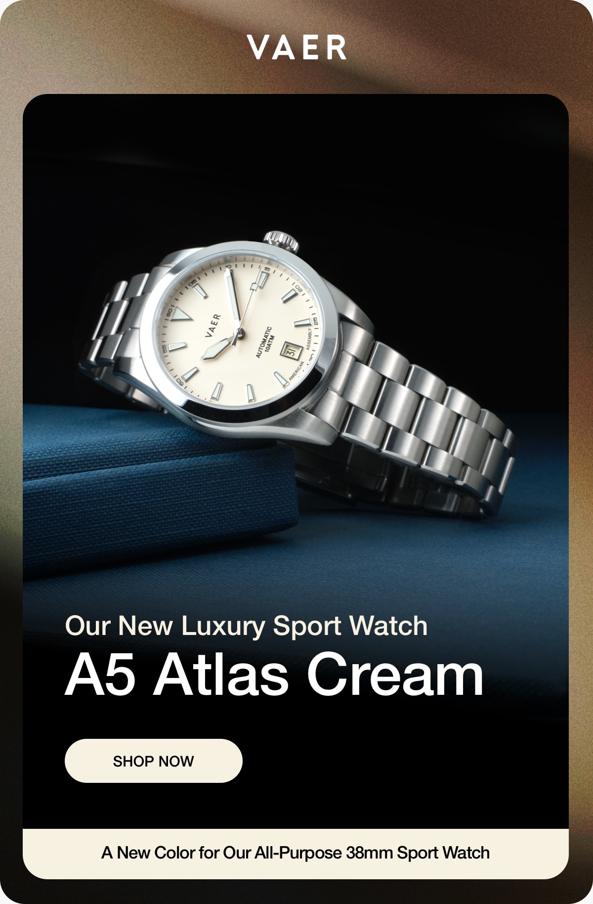 Vaer Launches the New A5 Atlas Cream 38mm Automatic