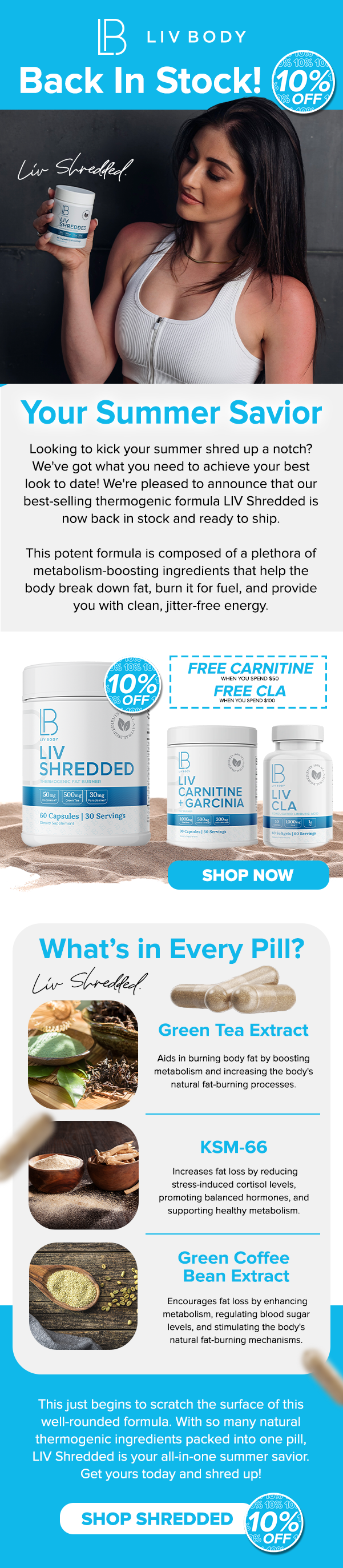 Summer Shredding Special ☀️ Get Carnitine + CLA FREE! Be Empowered