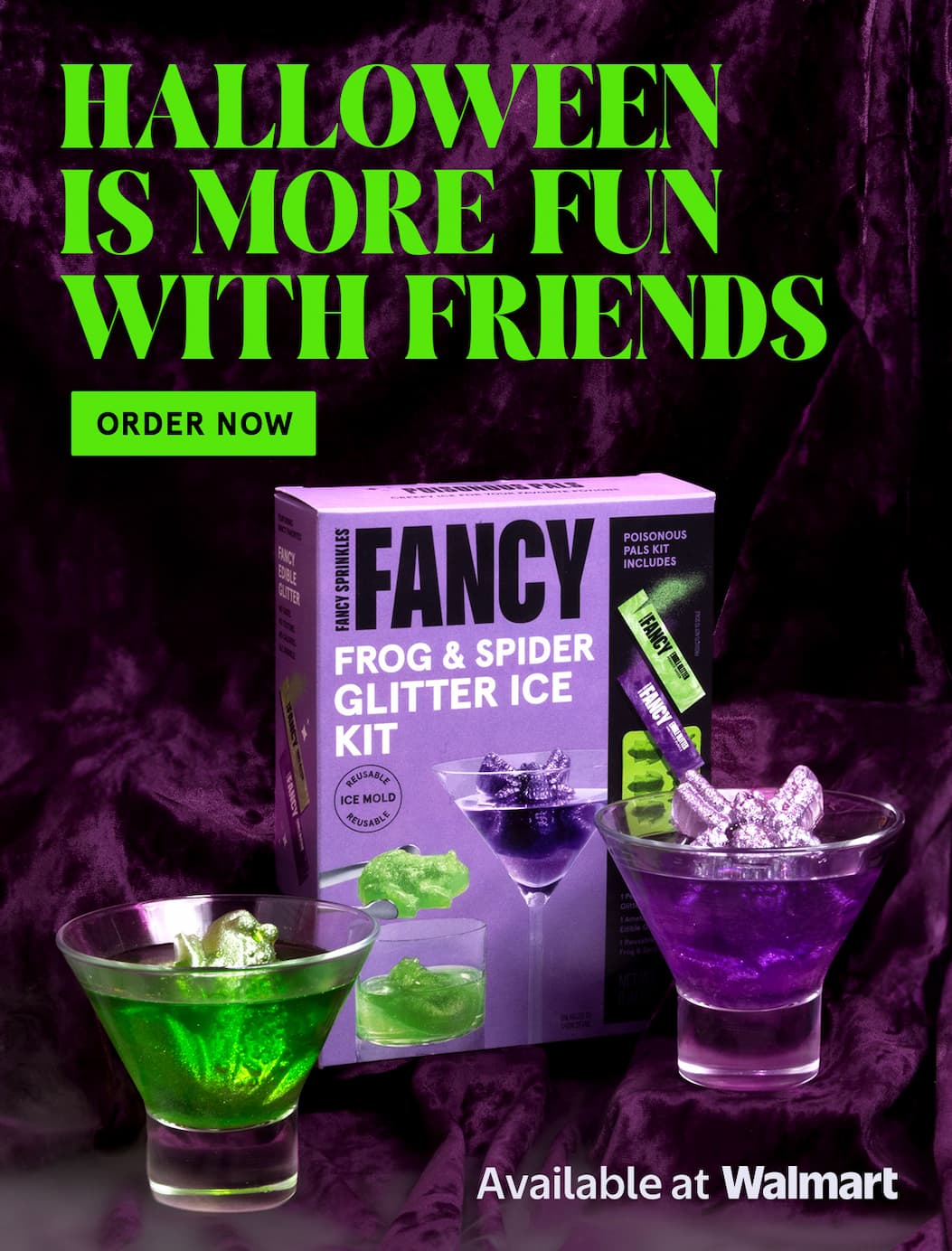 In bold orange text: For the Halloween Queens! Explore Fancy's kits for all your Halloween drinks and treats, no tricks. Click to shop now.