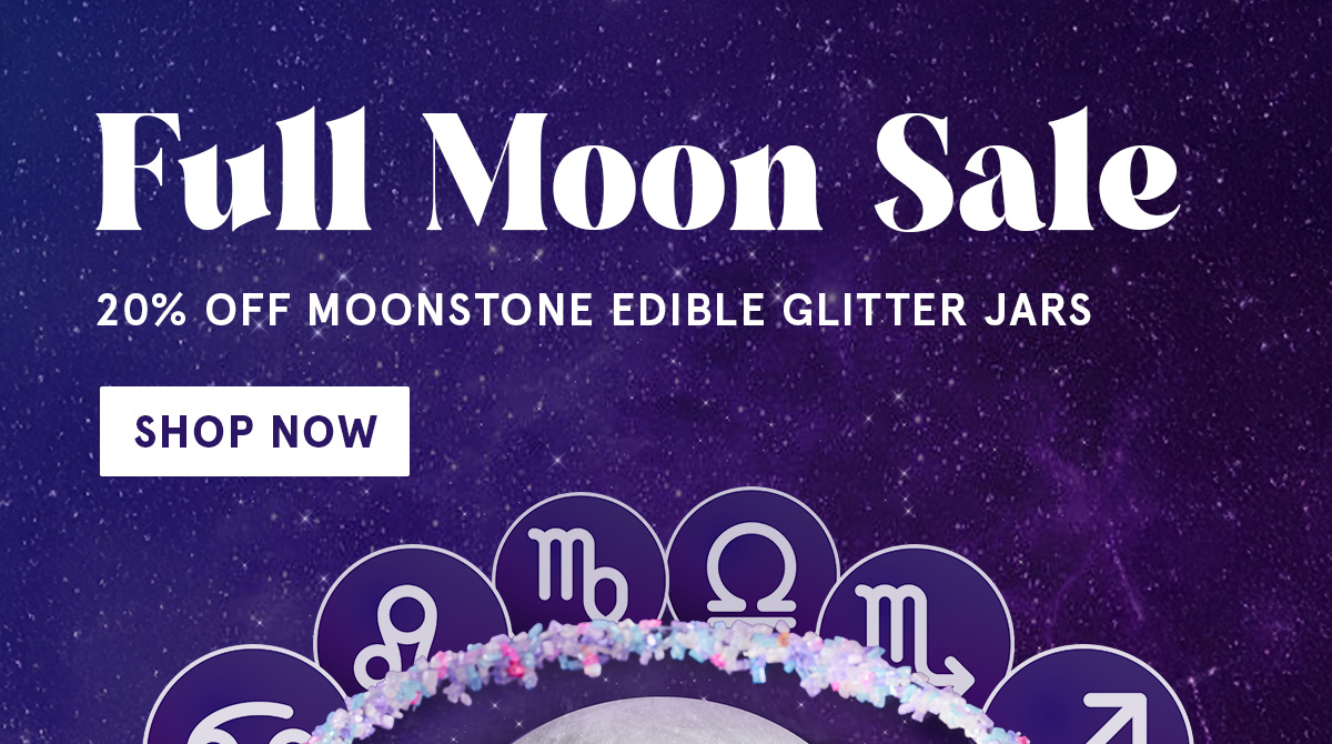 Shop Moonstone Iridescent Edible Glitter at 20% off for the Full Moon