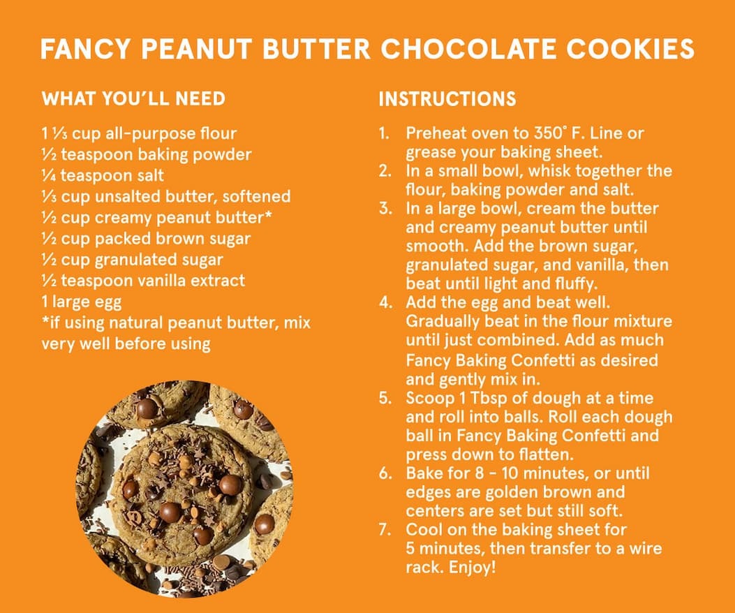 A recipe for Fancy Peanut Butter Chocolate Cookies