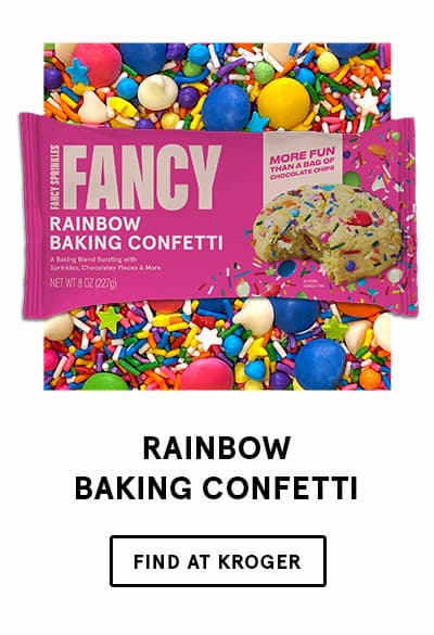 A bag of Rainbow Baking Confetti. Find at Kroger!