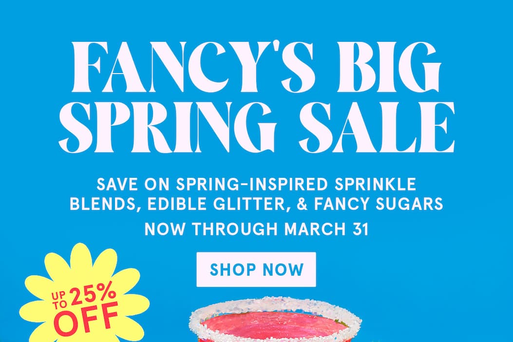 In big text: "Fancy's Big Spring Sale". Shop Now, up to 25% off.