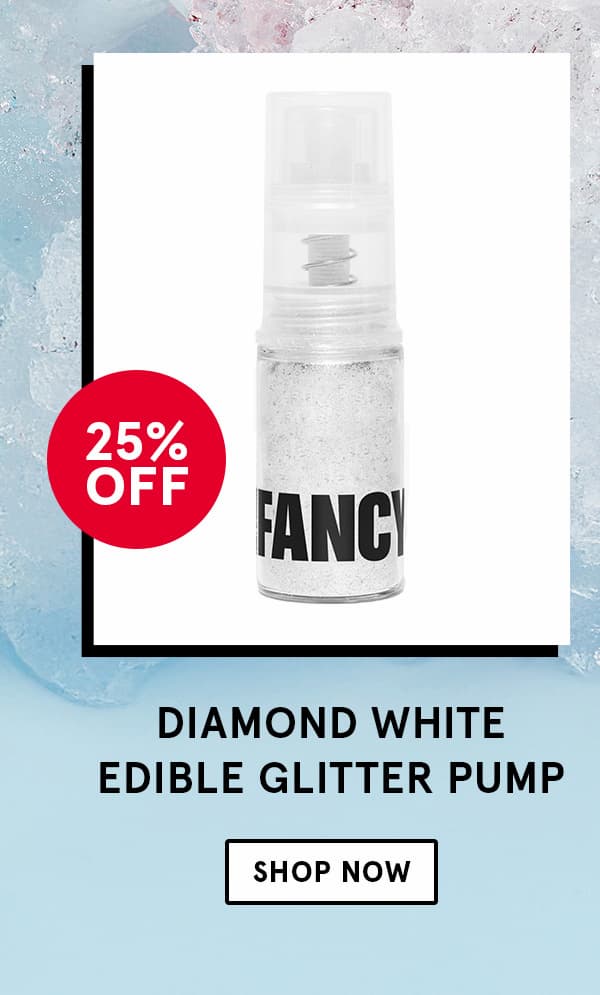 Fancy's Diamond White Edible Glitter Dusting Pumps are now 25% off 