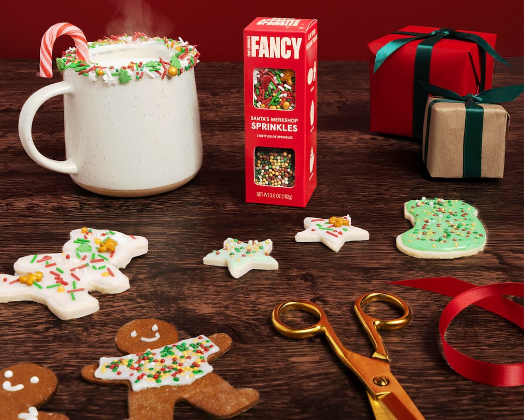 Sugar and gingerbread cookies decorated with Fancy Sprinkles