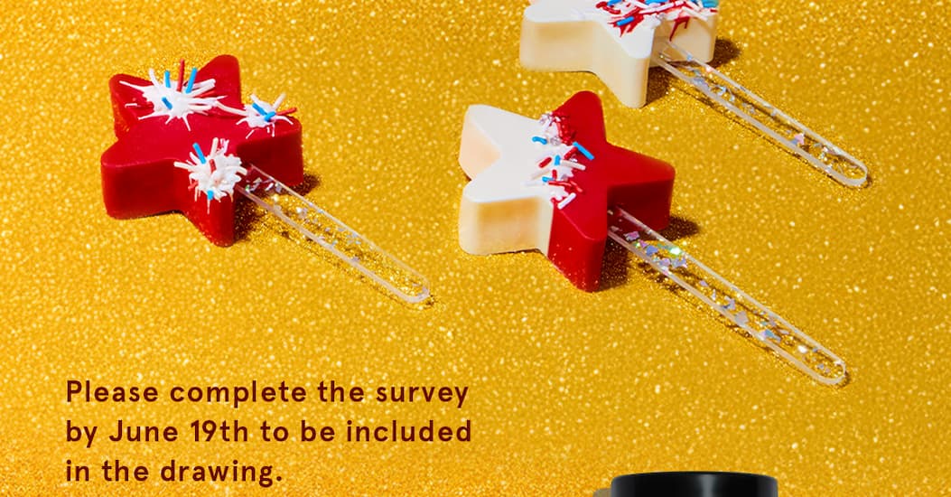 Star shaped cake pops, and a notice to please complete the survey by June 19th to be included in the drawing.