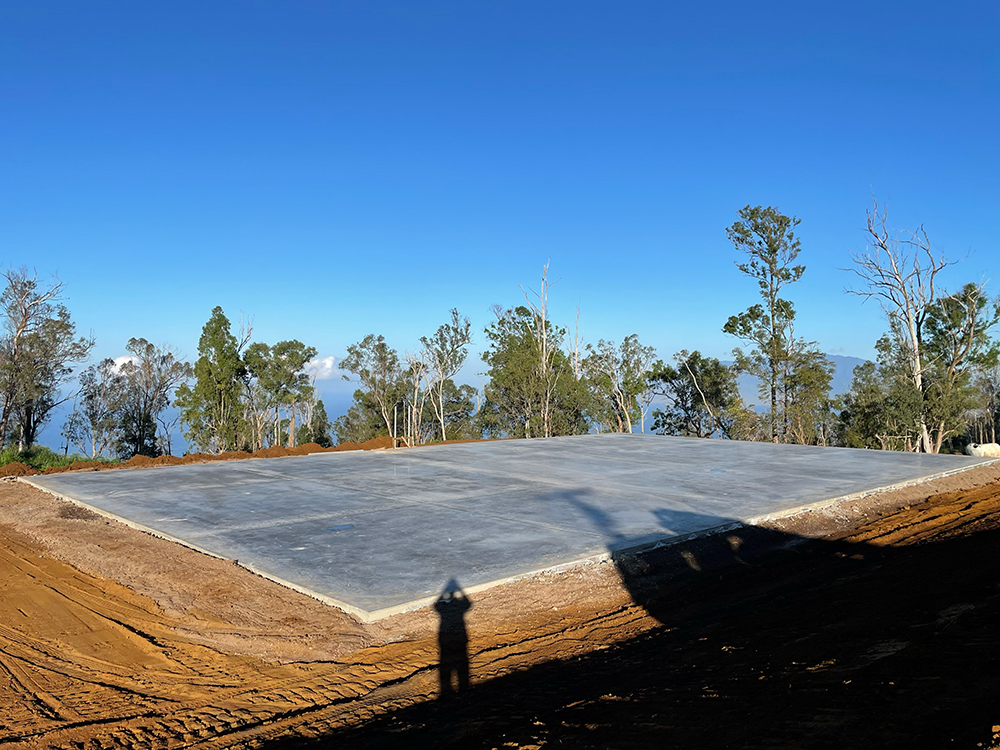 Concrete pad laid down where the baseyard is today