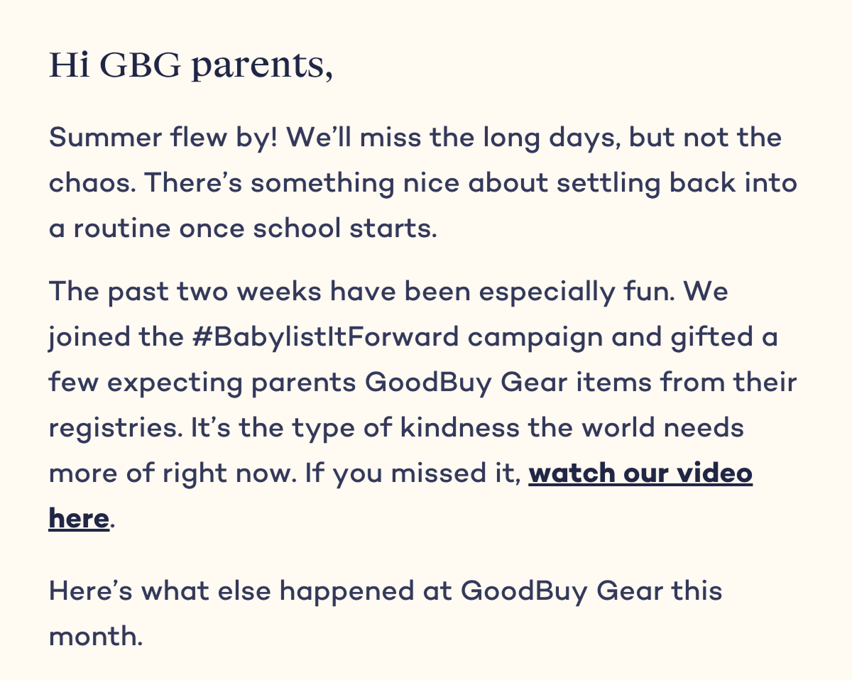 Hi GoodBuy Gear parents