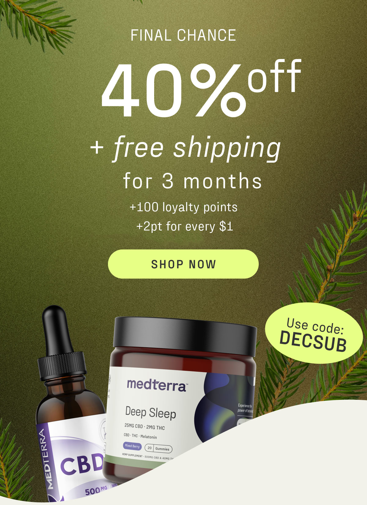 Last chance for 40% off + free shipping for 3 months