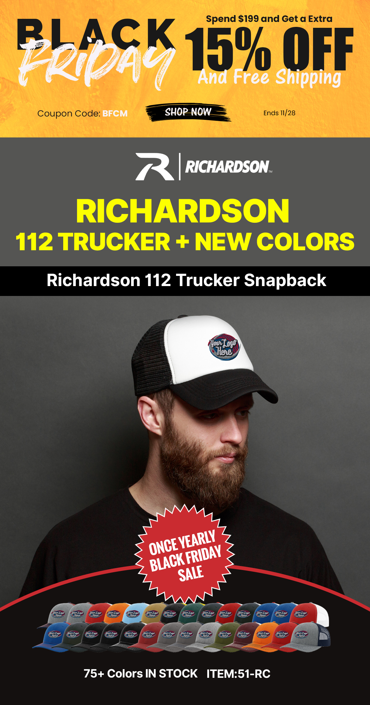 $9.99 Richardson 112 Trucker + New Colors - Logo Up
