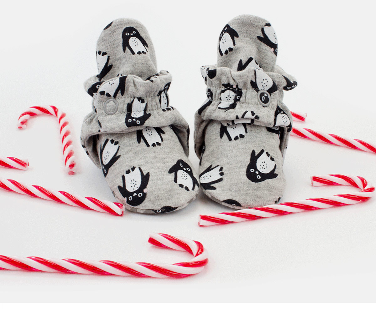Penguins Organic Cotton Baby Booties photo