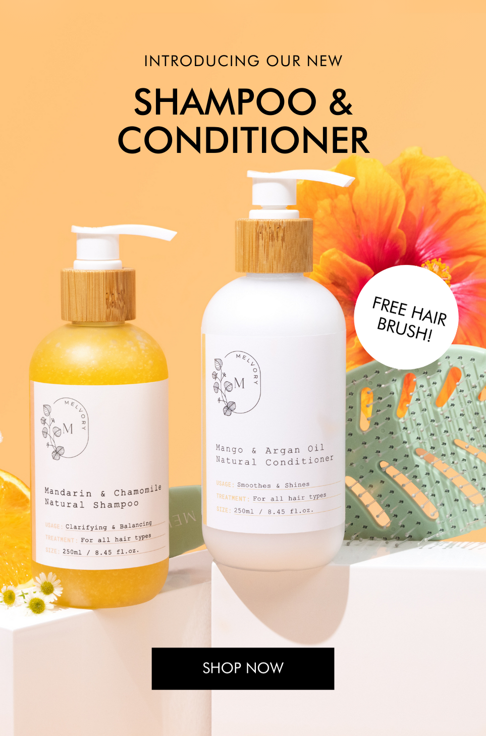 Introducing Our New Natural Shampoo + Conditioner 🍊 Melvory Skincare