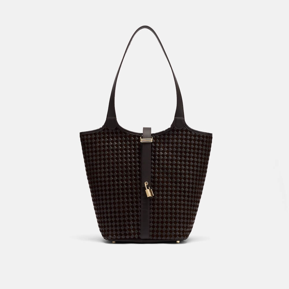 Mila Brown Woven Bucket Bag